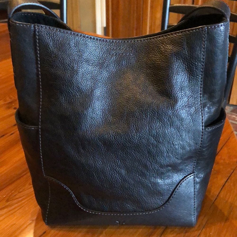 Frye side pocket hobo black leather